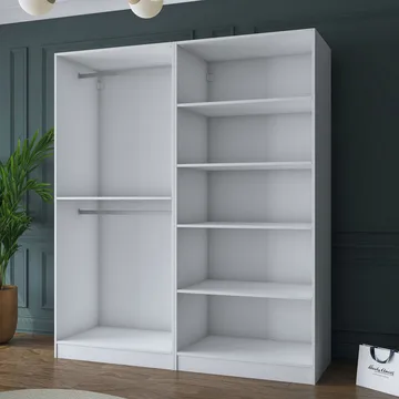 Klesskap Wallxpert Mira Shelf BJ156 (180 x 210 x 57,5 cm) Hvit - Hvit - Oppbevaring - Klesoppbevaring - Garderober & garderobesystem - Garderobeskap & klesskap