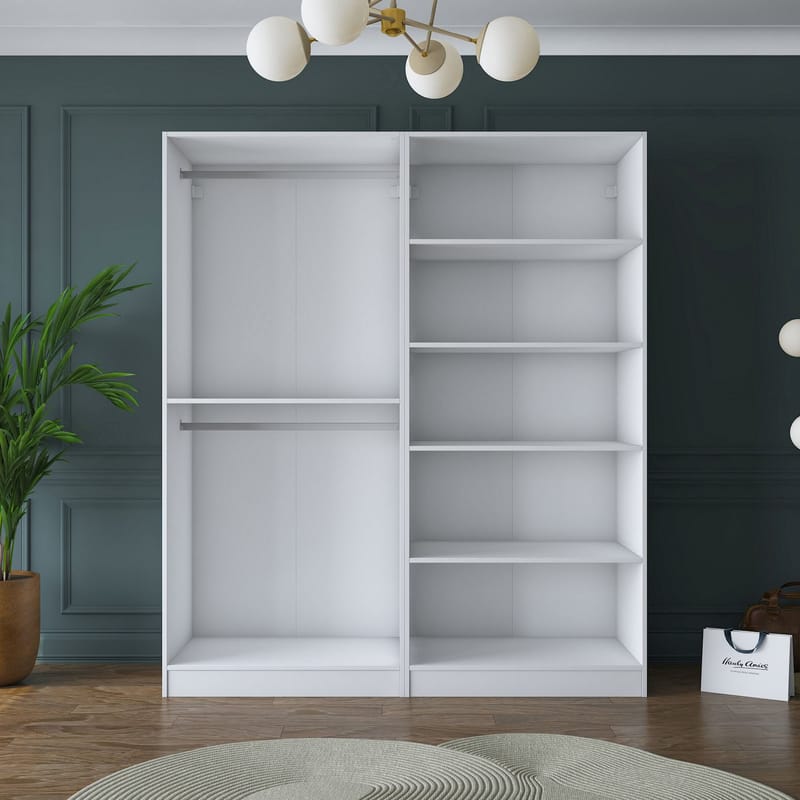 Klesskap Wallxpert Mira Shelf BJ156 (180 x 210 x 57,5 cm) Hvit - Hvit - Oppbevaring - Klesoppbevaring - Garderober & garderobesystem - Garderobeskap & klesskap