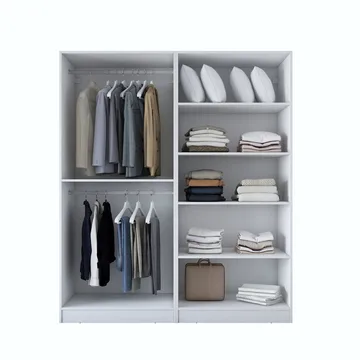 Klesskap Wallxpert Mira Shelf BJ156 (180 x 210 x 57,5 cm) Hvit - Hvit - Oppbevaring - Klesoppbevaring - Garderober & garderobesystem - Garderobeskap & klesskap