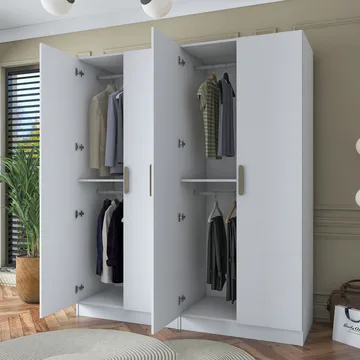 Klesskap Wallxpert Mira Shelf BJ163 (180 x 210 x 57,5 cm) Hvit - Hvit - Oppbevaring - Klesoppbevaring - Garderober & garderobesystem - Garderobeskap & klesskap