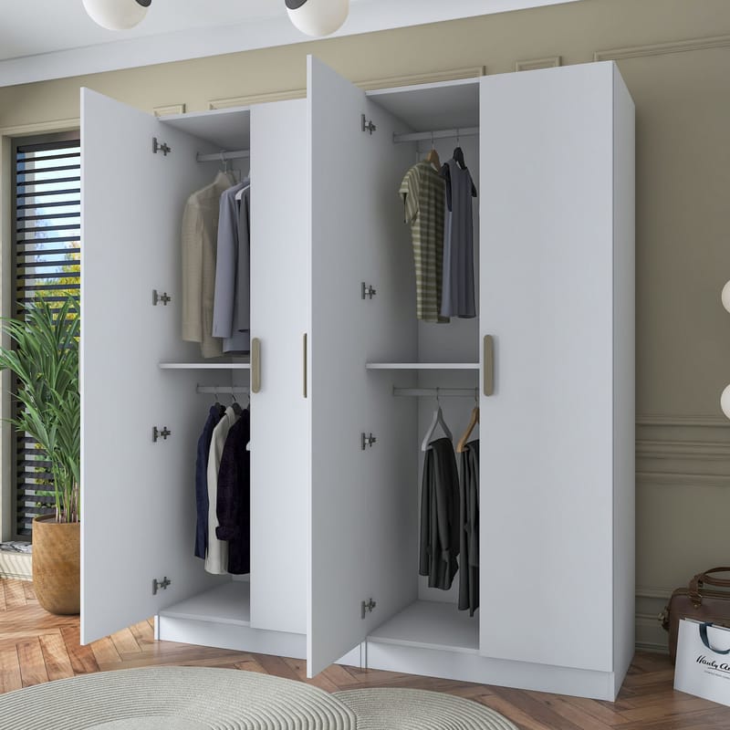 Klesskap Wallxpert Mira Shelf BJ163 (180 x 210 x 57,5 cm) Hvit - Hvit - Oppbevaring - Klesoppbevaring - Garderober & garderobesystem - Garderobeskap & klesskap