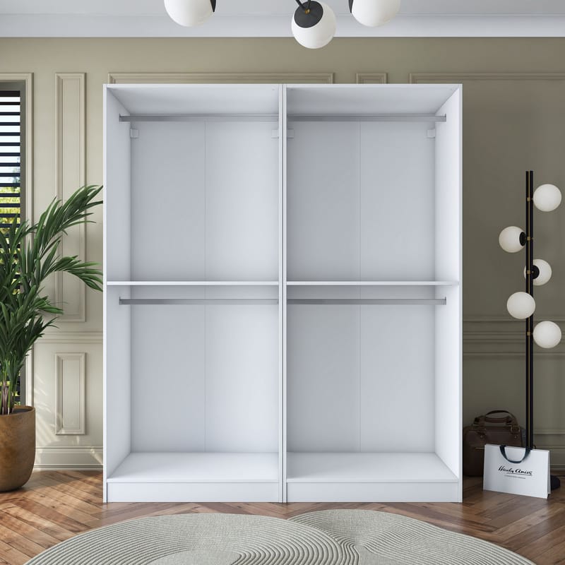 Klesskap Wallxpert Mira Shelf BJ163 (180 x 210 x 57,5 cm) Hvit - Hvit - Oppbevaring - Klesoppbevaring - Garderober & garderobesystem - Garderobeskap & klesskap