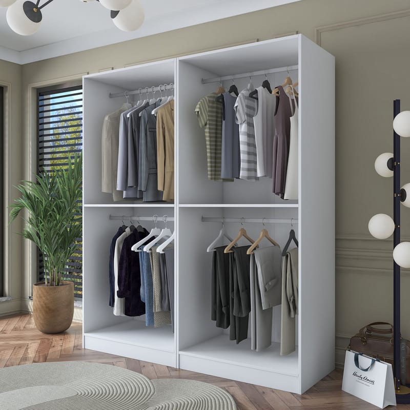 Klesskap Wallxpert Mira Shelf BJ163 (180 x 210 x 57,5 cm) Hvit - Hvit - Oppbevaring - Klesoppbevaring - Garderober & garderobesystem - Garderobeskap & klesskap