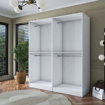 Klesskap Wallxpert Mira Shelf BJ163 (180 x 210 x 57,5 cm) Hvit - Hvit - Oppbevaring - Klesoppbevaring - Garderober & garderobesystem - Garderobeskap & klesskap