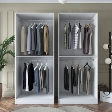 Klesskap Wallxpert Mira Shelf BJ163 (180 x 210 x 57,5 cm) Hvit - Hvit - Oppbevaring - Klesoppbevaring - Garderober & garderobesystem - Garderobeskap & klesskap