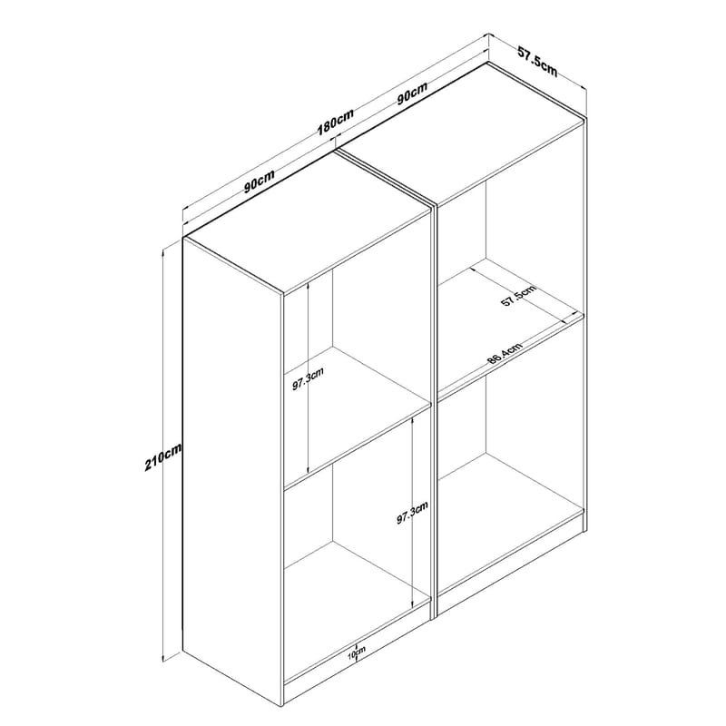 Klesskap Wallxpert Mira Shelf BJ163 (180 x 210 x 57,5 cm) Hvit - Hvit - Oppbevaring - Klesoppbevaring - Garderober & garderobesystem - Garderobeskap & klesskap