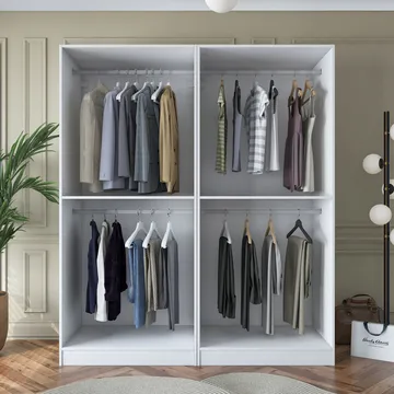 Klesskap Wallxpert Mira Shelf BJ163 (180 x 210 x 57,5 cm) Hvit - Hvit - Oppbevaring - Klesoppbevaring - Garderober & garderobesystem - Garderobeskap & klesskap