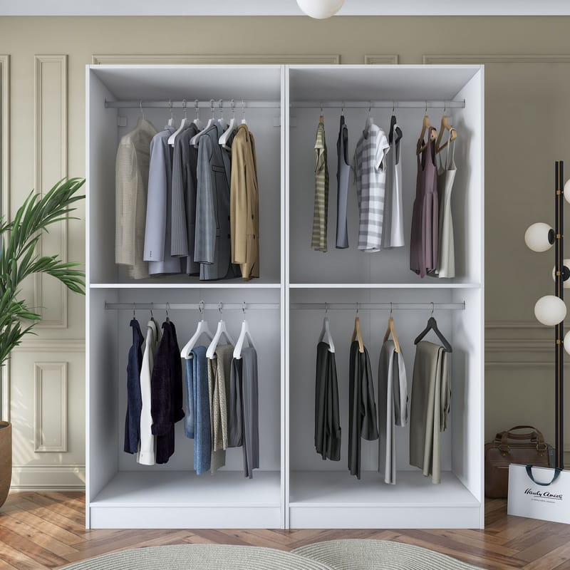 Klesskap Wallxpert Mira Shelf BJ163 (180 x 210 x 57,5 cm) Hvit - Hvit - Oppbevaring - Klesoppbevaring - Garderober & garderobesystem - Garderobeskap & klesskap