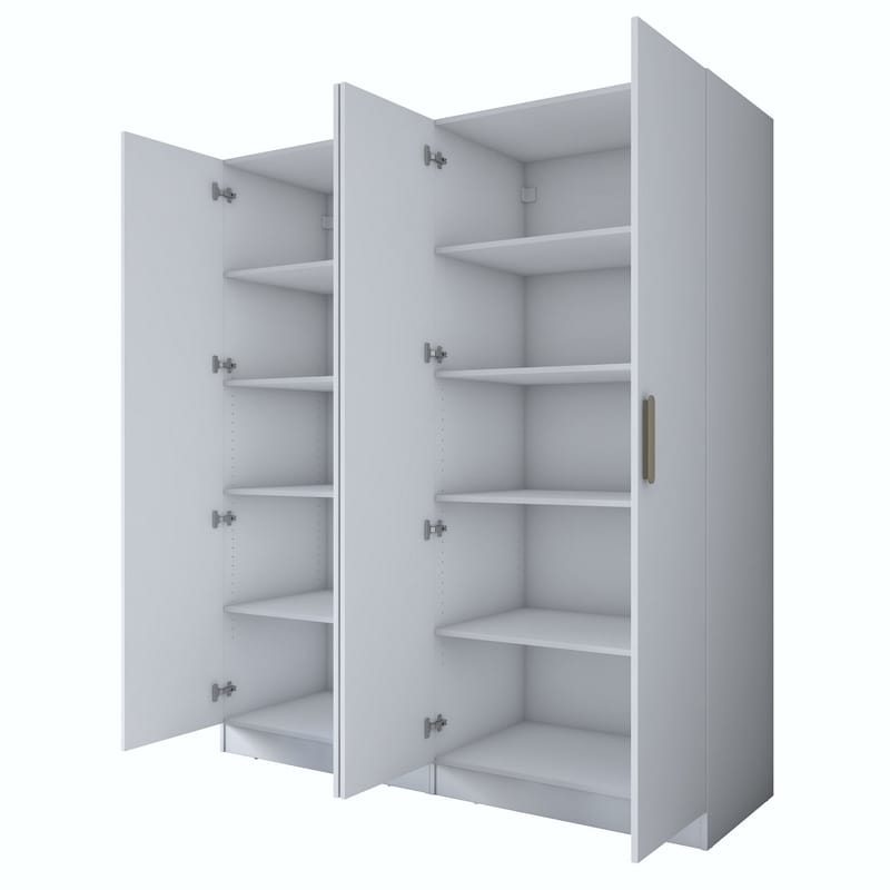 Klesskap Wallxpert Mira Shelf BJ165 (180 x 210 x 57,5 cm) Hvit - Hvit - Oppbevaring - Klesoppbevaring - Garderober & garderobesystem - Garderobeskap & klesskap