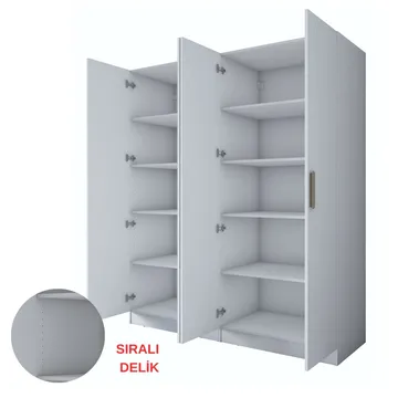Klesskap Wallxpert Mira Shelf BJ165 (180 x 210 x 57,5 cm) Hvit - Hvit - Oppbevaring - Klesoppbevaring - Garderober & garderobesystem - Garderobeskap & klesskap