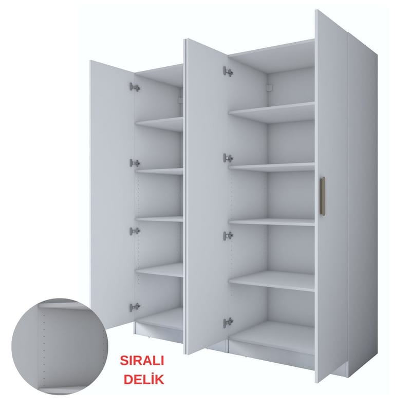Klesskap Wallxpert Mira Shelf BJ165 (180 x 210 x 57,5 cm) Hvit - Hvit - Oppbevaring - Klesoppbevaring - Garderober & garderobesystem - Garderobeskap & klesskap