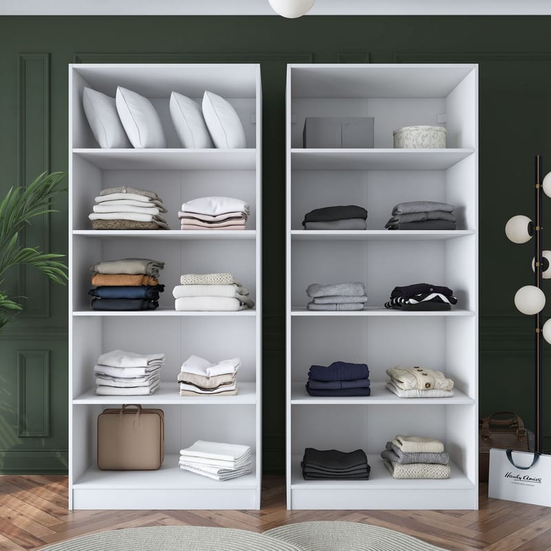 Klesskap Wallxpert Mira Shelf BJ165 (180 x 210 x 57,5 cm) Hvit - Hvit - Oppbevaring - Klesoppbevaring - Garderober & garderobesystem - Garderobeskap & klesskap