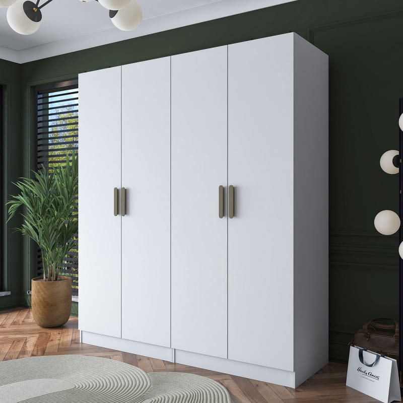 Klesskap Wallxpert Mira Shelf BJ165 (180 x 210 x 57,5 cm) Hvit - Hvit - Oppbevaring - Klesoppbevaring - Garderober & garderobesystem - Garderobeskap & klesskap