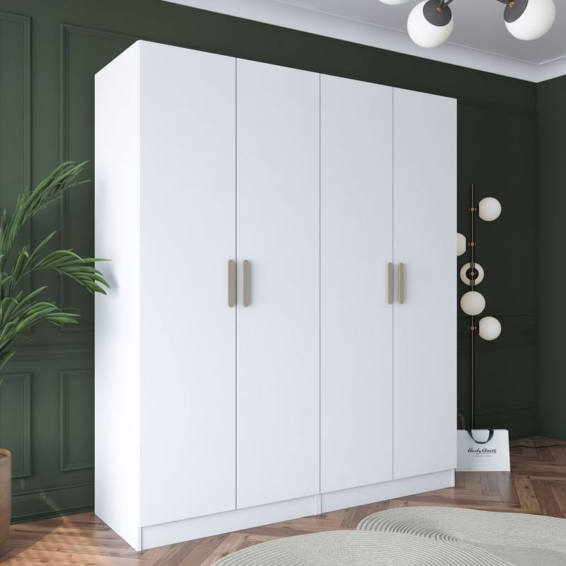 Klesskap Wallxpert Mira Shelf BJ165 (180 x 210 x 57,5 cm) Hvit - Hvit - Oppbevaring - Klesoppbevaring - Garderober & garderobesystem - Garderobeskap & klesskap