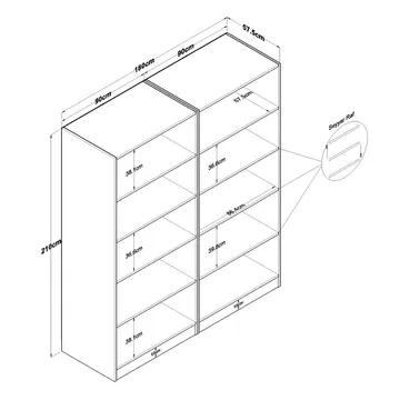 Klesskap Wallxpert Mira Shelf BJ165 (180 x 210 x 57,5 cm) Hvit - Hvit - Oppbevaring - Klesoppbevaring - Garderober & garderobesystem - Garderobeskap & klesskap