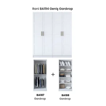 Klesskap Wallxpert Mira Shelf BJ194 (180 x 210 x 57,5 cm) Hvit - Hvit - Oppbevaring - Klesoppbevaring - Garderober & garderobesystem - Garderobeskap & klesskap