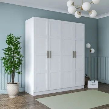 Klesskap Wallxpert Mira Shelf BJ194 (180 x 210 x 57,5 cm) Hvit - Hvit - Oppbevaring - Klesoppbevaring - Garderober & garderobesystem - Garderobeskap & klesskap