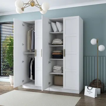 Klesskap Wallxpert Mira Shelf BJ194 (180 x 210 x 57,5 cm) Hvit - Hvit - Oppbevaring - Klesoppbevaring - Garderober & garderobesystem - Garderobeskap & klesskap