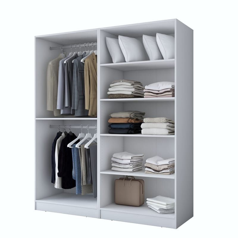 Klesskap Wallxpert Mira Shelf BJ194 (180 x 210 x 57,5 cm) Hvit - Hvit - Oppbevaring - Klesoppbevaring - Garderober & garderobesystem - Garderobeskap & klesskap