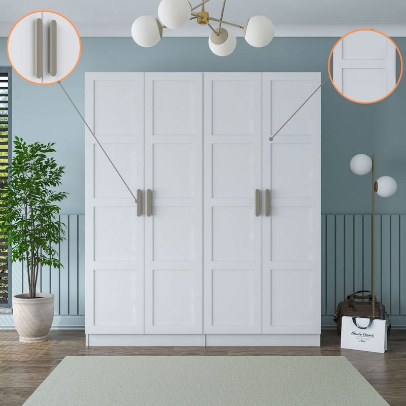 Klesskap Wallxpert Mira Shelf BJ194 (180 x 210 x 57,5 cm) Hvit - Hvit - Oppbevaring - Klesoppbevaring - Garderober & garderobesystem - Garderobeskap & klesskap