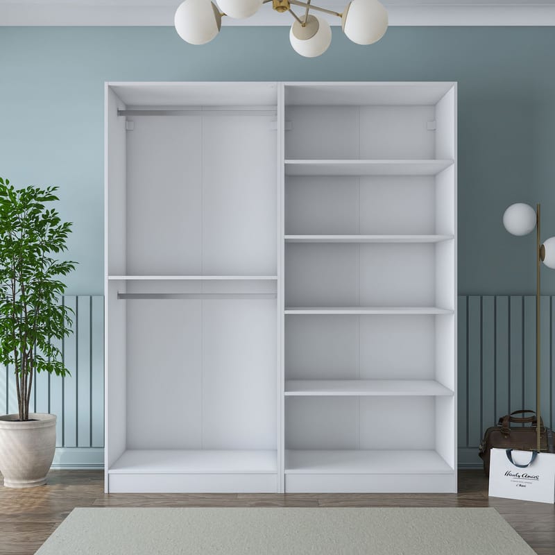 Klesskap Wallxpert Mira Shelf BJ194 (180 x 210 x 57,5 cm) Hvit - Hvit - Oppbevaring - Klesoppbevaring - Garderober & garderobesystem - Garderobeskap & klesskap