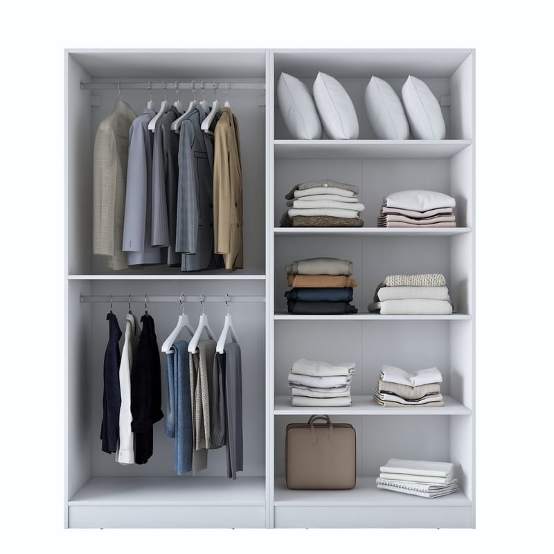 Klesskap Wallxpert Mira Shelf BJ194 (180 x 210 x 57,5 cm) Hvit - Hvit - Oppbevaring - Klesoppbevaring - Garderober & garderobesystem - Garderobeskap & klesskap
