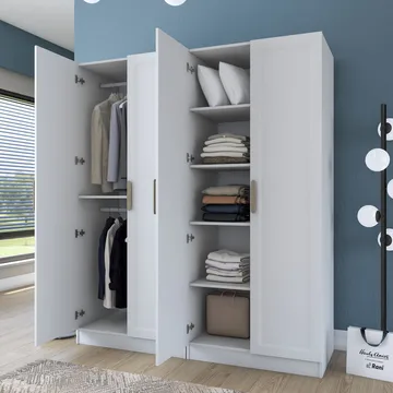 Klesskap Wallxpert Mira Shelf BJ208 (180 x 210 x 57,5 cm) hvit - Hvit - Oppbevaring - Klesoppbevaring - Garderober & garderobesystem - Garderobeskap & klesskap