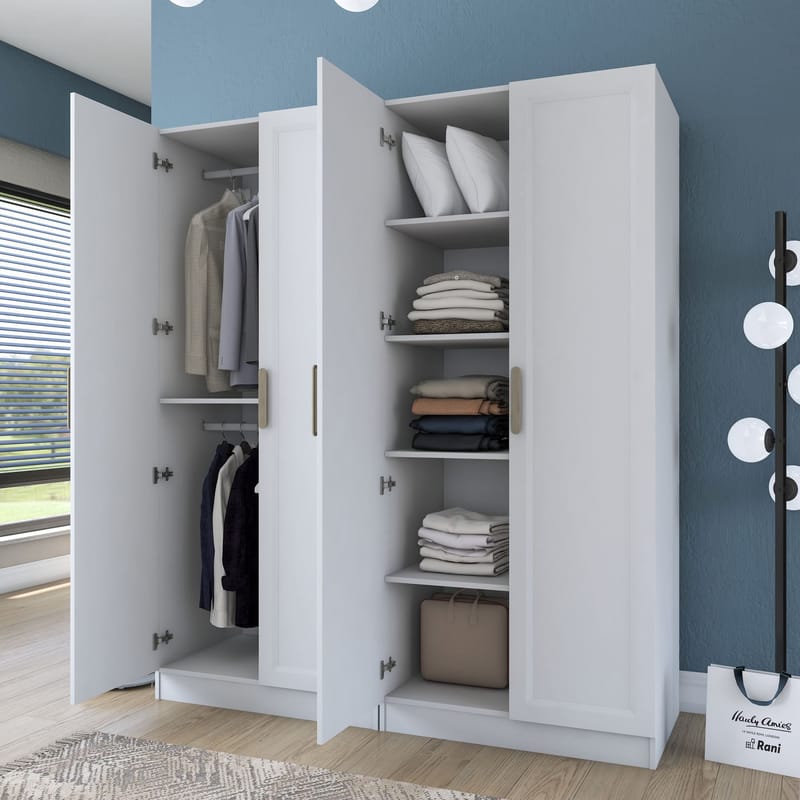 Klesskap Wallxpert Mira Shelf BJ208 (180 x 210 x 57,5 cm) hvit - Hvit - Oppbevaring - Klesoppbevaring - Garderober & garderobesystem - Garderobeskap & klesskap