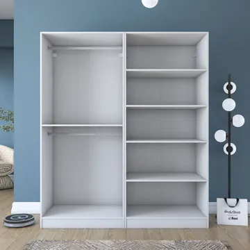 Klesskap Wallxpert Mira Shelf BJ208 (180 x 210 x 57,5 cm) hvit - Hvit - Oppbevaring - Klesoppbevaring - Garderober & garderobesystem - Garderobeskap & klesskap