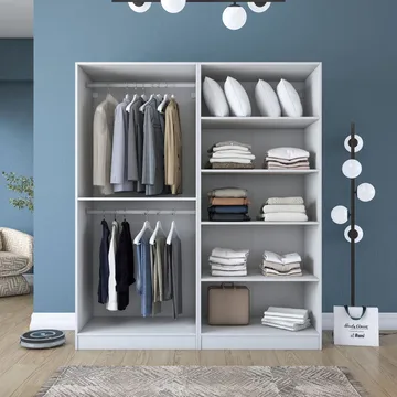 Klesskap Wallxpert Mira Shelf BJ208 (180 x 210 x 57,5 cm) hvit - Hvit - Oppbevaring - Klesoppbevaring - Garderober & garderobesystem - Garderobeskap & klesskap
