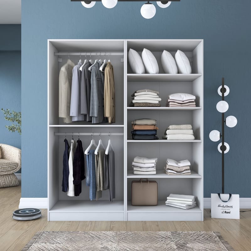 Klesskap Wallxpert Mira Shelf BJ208 (180 x 210 x 57,5 cm) hvit - Hvit - Oppbevaring - Klesoppbevaring - Garderober & garderobesystem - Garderobeskap & klesskap