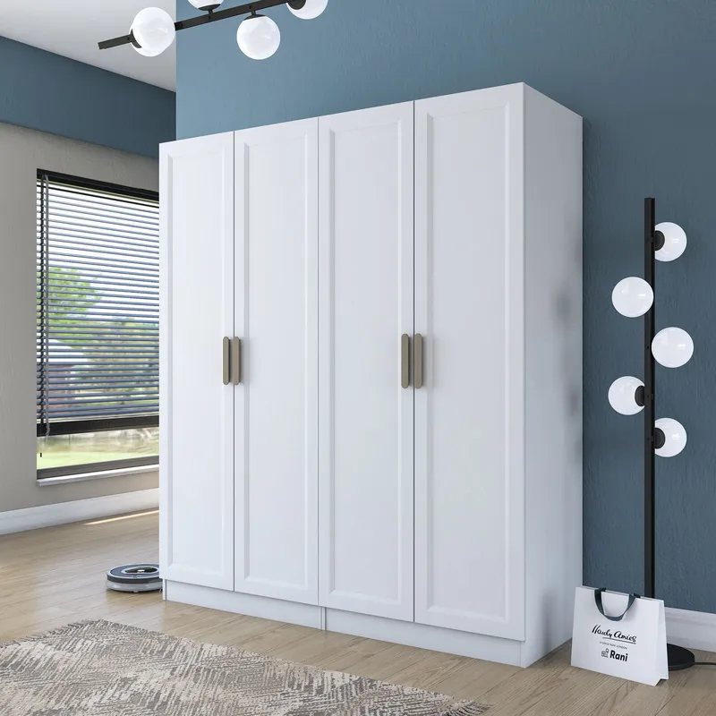 Klesskap Wallxpert Mira Shelf BJ208 (180 x 210 x 57,5 cm) hvit - Hvit - Oppbevaring - Klesoppbevaring - Garderober & garderobesystem - Garderobeskap & klesskap