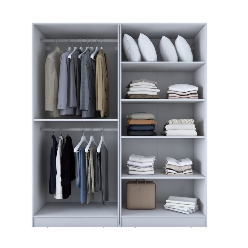 Klesskap Wallxpert Mira Shelf BJ208 (180 x 210 x 57,5 cm) hvit - Hvit - Oppbevaring - Klesoppbevaring - Garderober & garderobesystem - Garderobeskap & klesskap