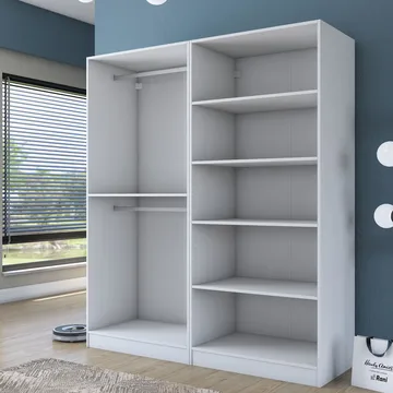 Klesskap Wallxpert Mira Shelf BJ208 (180 x 210 x 57,5 cm) hvit - Hvit - Oppbevaring - Klesoppbevaring - Garderober & garderobesystem - Garderobeskap & klesskap