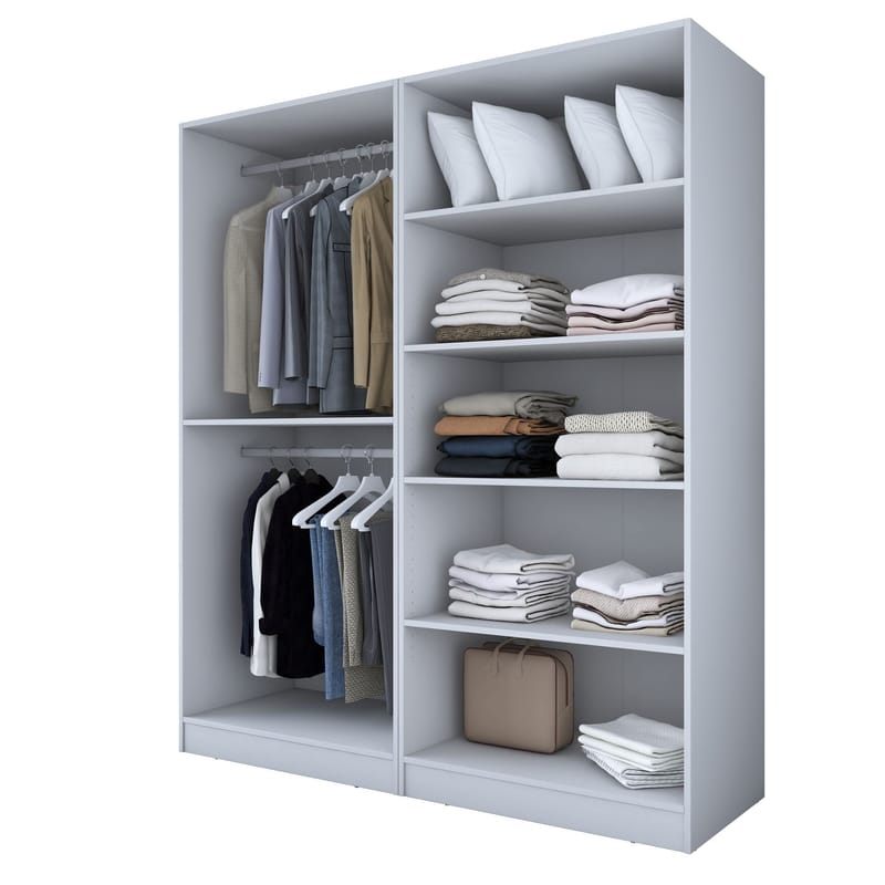 Klesskap Wallxpert Mira Shelf BJ208 (180 x 210 x 57,5 cm) hvit - Hvit - Oppbevaring - Klesoppbevaring - Garderober & garderobesystem - Garderobeskap & klesskap