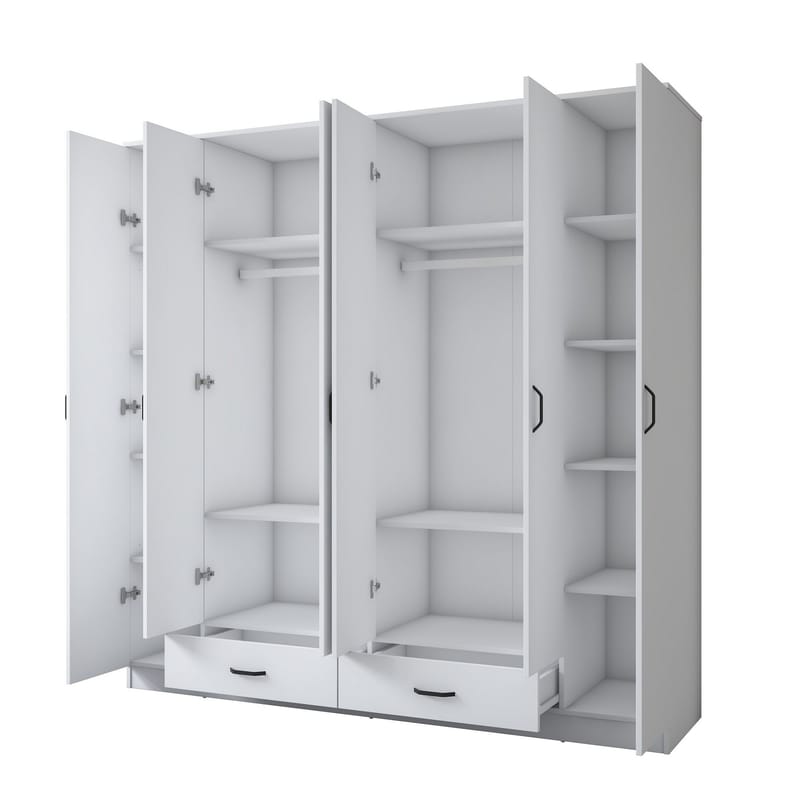 Klesskap Wallxpert Nyra (210 x 210 x 51,7 cm) hvit - Hvit - Oppbevaring - Klesoppbevaring - Garderober & garderobesystem - Garderobeskap & klesskap