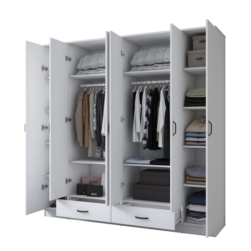Klesskap Wallxpert Nyra (210 x 210 x 51,7 cm) hvit - Hvit - Oppbevaring - Klesoppbevaring - Garderober & garderobesystem - Garderobeskap & klesskap