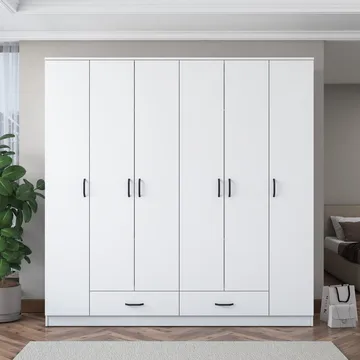 Klesskap Wallxpert Nyra (210 x 210 x 51,7 cm) hvit - Hvit - Oppbevaring - Klesoppbevaring - Garderober & garderobesystem - Garderobeskap & klesskap