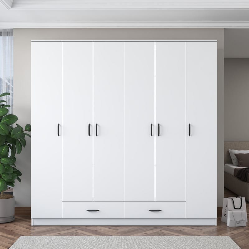 Klesskap Wallxpert Nyra (210 x 210 x 51,7 cm) hvit - Hvit - Oppbevaring - Klesoppbevaring - Garderober & garderobesystem - Garderobeskap & klesskap
