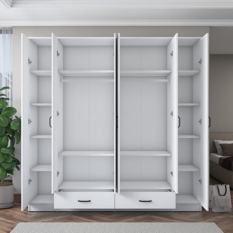 Klesskap Wallxpert Nyra (210 x 210 x 51,7 cm) hvit - Hvit - Oppbevaring - Klesoppbevaring - Garderober & garderobesystem - Garderobeskap & klesskap