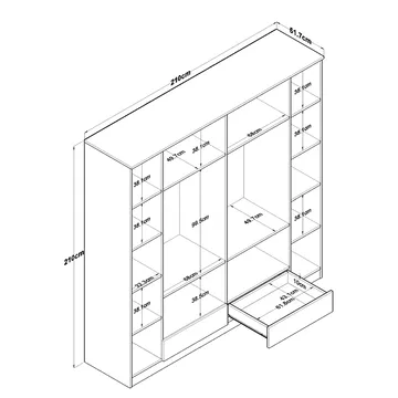 Klesskap Wallxpert Nyra (210 x 210 x 51,7 cm) hvit - Hvit - Oppbevaring - Klesoppbevaring - Garderober & garderobesystem - Garderobeskap & klesskap