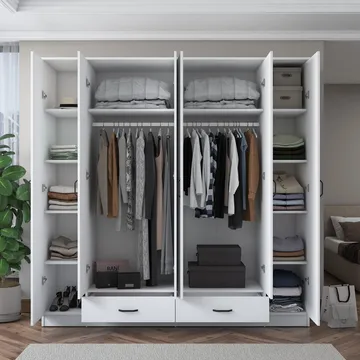 Klesskap Wallxpert Nyra (210 x 210 x 51,7 cm) hvit - Hvit - Oppbevaring - Klesoppbevaring - Garderober & garderobesystem - Garderobeskap & klesskap