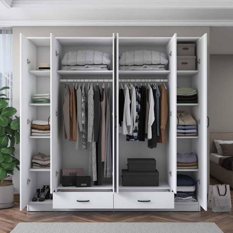 Klesskap Wallxpert Nyra (210 x 210 x 51,7 cm) hvit - Hvit - Oppbevaring - Klesoppbevaring - Garderober & garderobesystem - Garderobeskap & klesskap