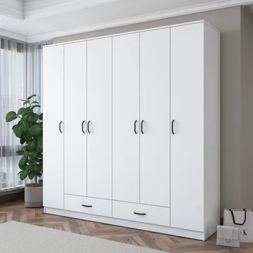 Klesskap Wallxpert Nyra (210 x 210 x 51,7 cm) hvit - Hvit - Oppbevaring - Klesoppbevaring - Garderober & garderobesystem - Garderobeskap & klesskap