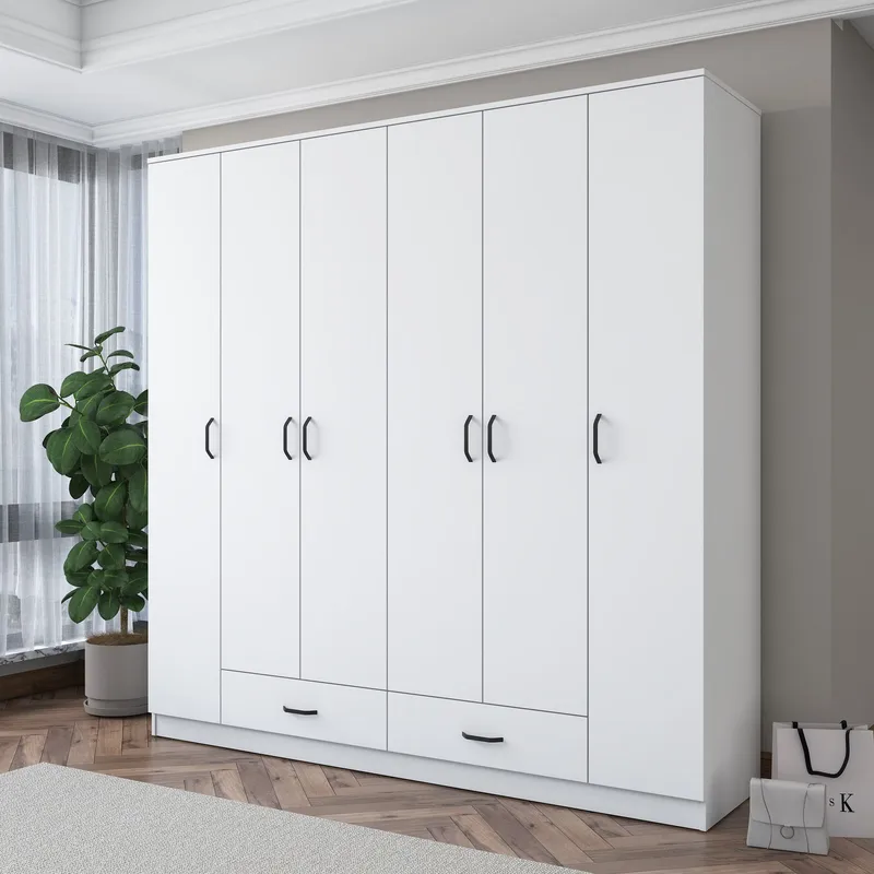 Klesskap Wallxpert Nyra (210 x 210 x 51,7 cm) hvit - Hvit - Oppbevaring - Klesoppbevaring - Garderober & garderobesystem - Garderobeskap & klesskap