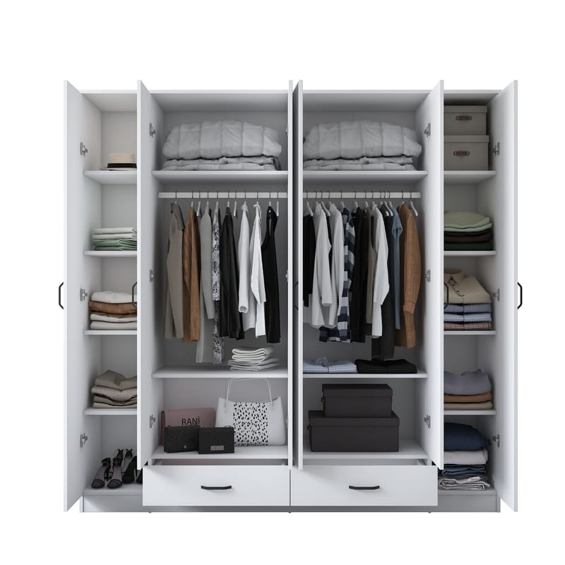 Klesskap Wallxpert Nyra (210 x 210 x 51,7 cm) hvit - Hvit - Oppbevaring - Klesoppbevaring - Garderober & garderobesystem - Garderobeskap & klesskap