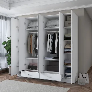 Klesskap Wallxpert Nyra (210 x 210 x 51,7 cm) hvit - Hvit - Oppbevaring - Klesoppbevaring - Garderober & garderobesystem - Garderobeskap & klesskap