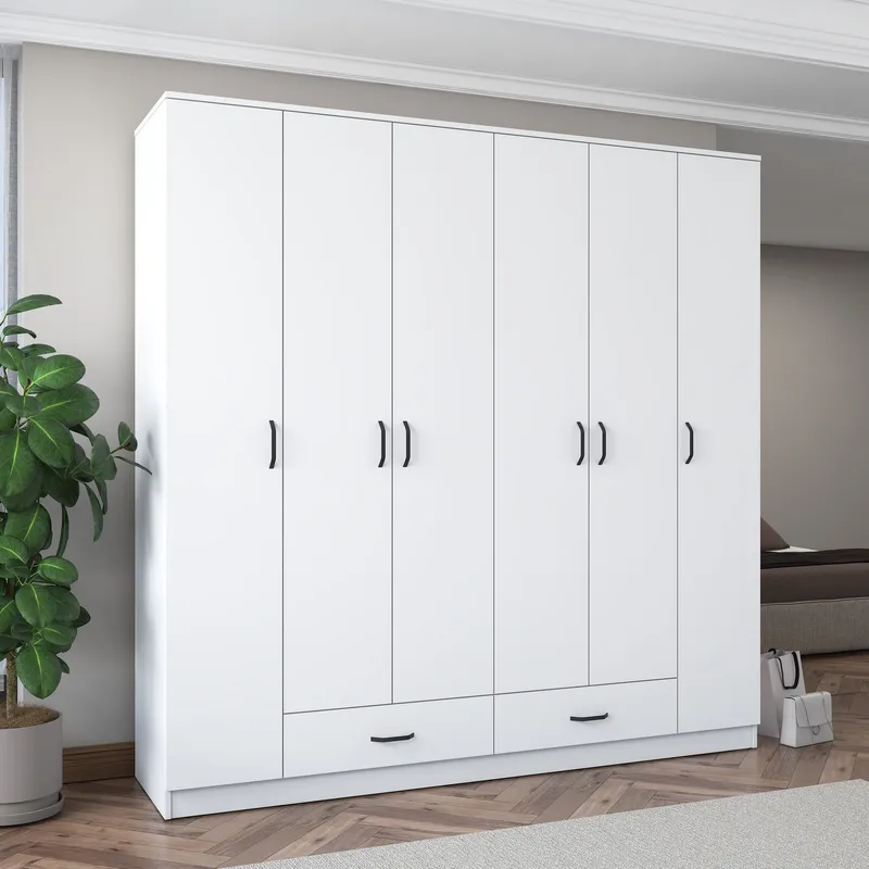 Klesskap Wallxpert Nyra (210 x 210 x 51,7 cm) hvit - Hvit - Oppbevaring - Klesoppbevaring - Garderober & garderobesystem - Garderobeskap & klesskap