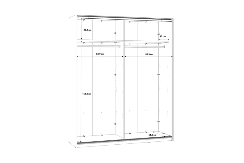 Kocherinovo Garderobe 62x171 cm - Brun/Grå - Oppbevaring - Klesoppbevaring - Garderober & garderobesystem