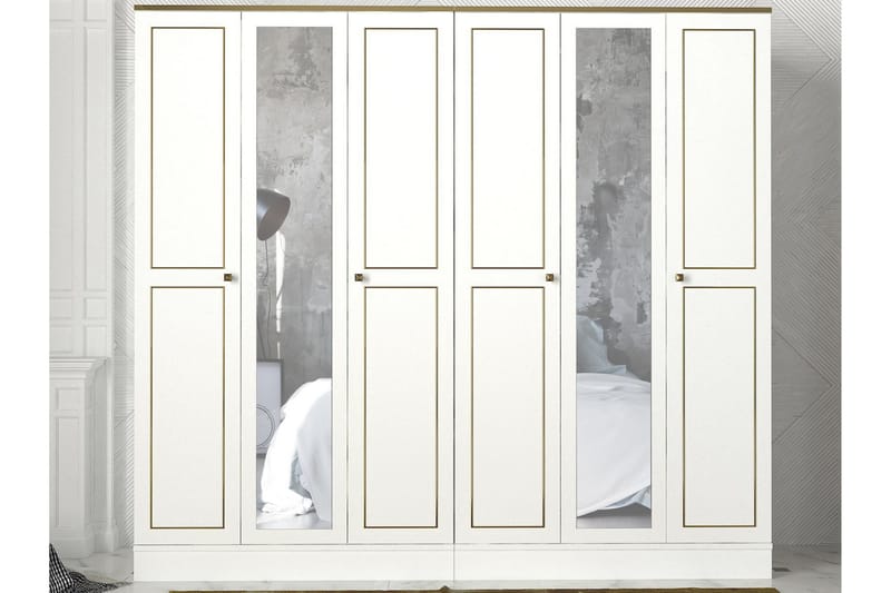 Kodra Garderobe 210 cm - Hvit|Gull - Garderobeskap & klesskap - Garderober & garderobesystem